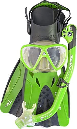 Cressi Adult Snorkeling Set (Mask, Dry Snorkel, Adjustable Fins) - Light Equipment- Tonga Pro Dry Set: Designed in Italy