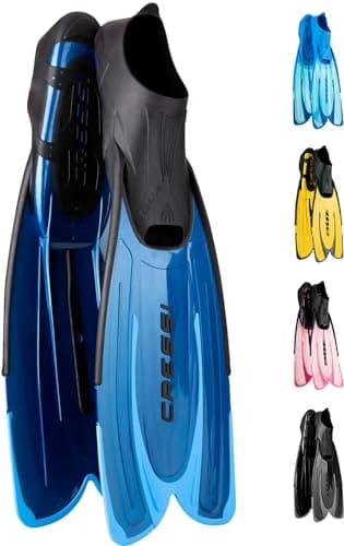 Cressi Adult Snorkeling Fins with Self-Adjustable Comfortable Full Foot Pocket | Perfect for Traveling | Agua: made in Italy