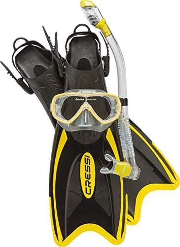 Cressi Adult Light Weight Premium Travel Snorkel Set - Mask & Fins made in Italy