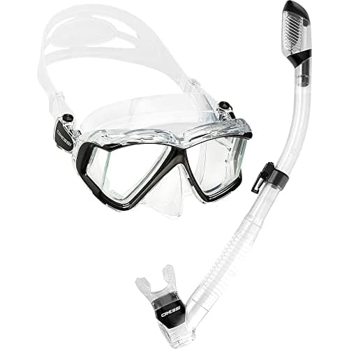 Cressi Panoramic Wide View Mask & Dry Snorkel Kit for Snorkeling, Scuba Diving - Pano 4 & Supernova Dry: Designed in Italy