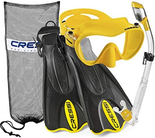 Cressi Adult Snorkeling Set - F1 Mask + Supernova Dry Snorkel + Palau SAF Fins- Snorkeling Set- Designed in Italy