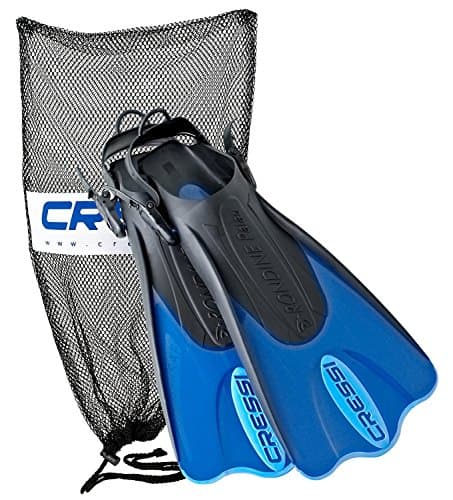 Cressi Palau Short Fins with Mesh Bag Snorkel Packages - Blue, Size - LGXLG